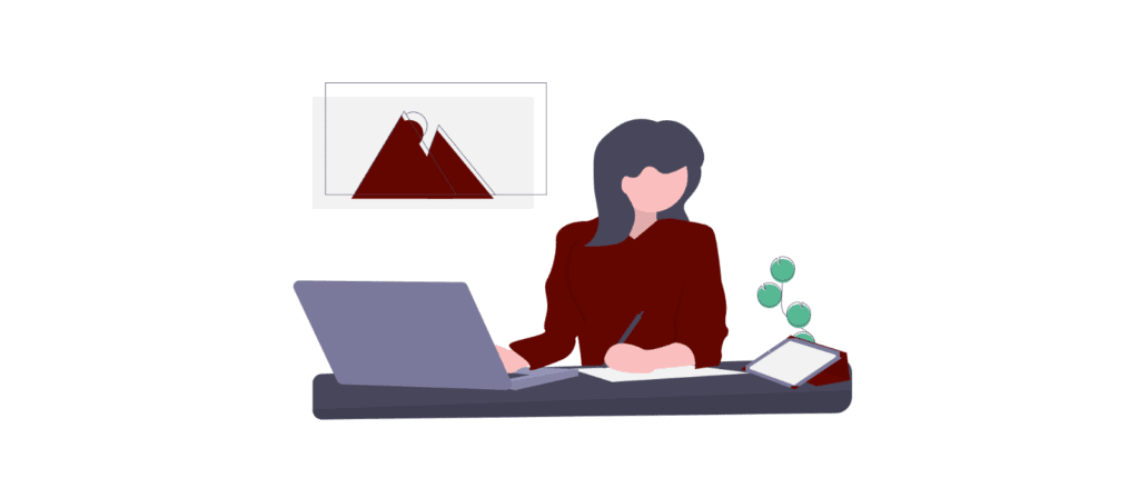 grafik frau arbeitet am laptop